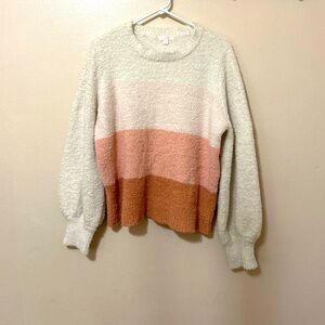 Soft, comfortable color block sweater